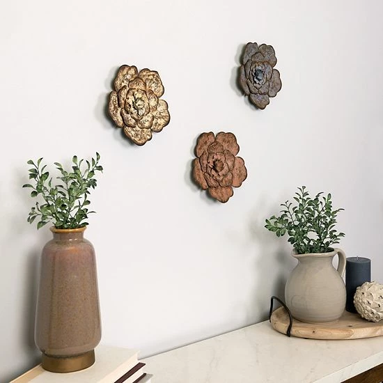 Stratton Home Decor Farmhouse Rustic Flower Wall Decor 3-piece Set 3 Stratton Home Decor Farmhouse Rustic Flower Wall Decor 3-piece Set - Image 3
