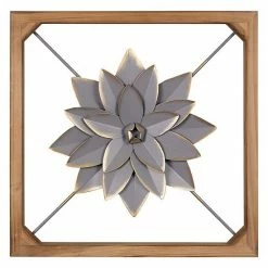 Stratton Home Decor Farmhouse Gray Flower Wall Decor