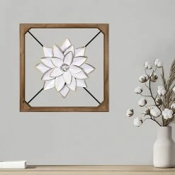 Stratton Home Decor Farmhouse White Flower Wall Decor -Stratton Home Decor shop unnamed file 671