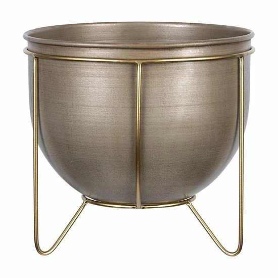 Stratton Home Decor Modern Medium Bronze Embossed Metal Plant Stand 1 Stratton Home Decor Modern Medium Bronze Embossed Metal Plant Stand