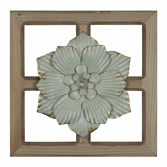 Stratton Home Decor Farmhouse Green Framed Flower Wall Decor 1 Stratton Home Decor Farmhouse Green Framed Flower Wall Decor