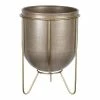 Stratton Home Decor Modern Large Bronze Embossed Metal Plant Stand