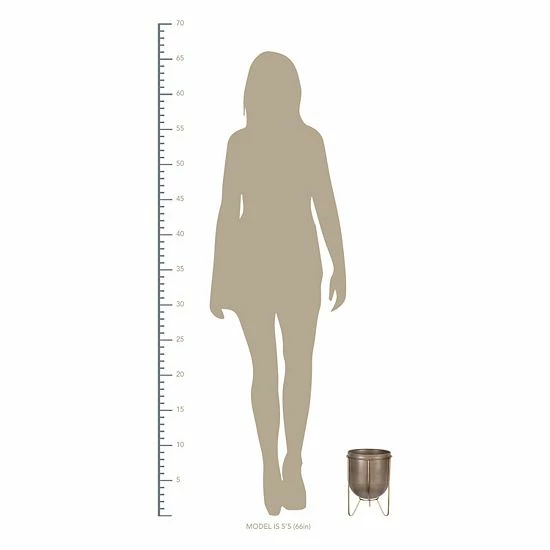 Stratton Home Decor Modern Large Bronze Embossed Metal Plant Stand 3 Stratton Home Decor Modern Large Bronze Embossed Metal Plant Stand - Image 3