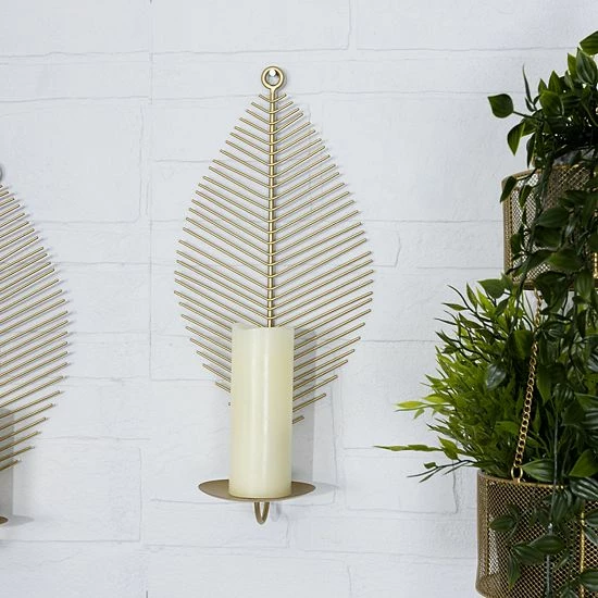 Stratton Home Decor Traditional Medium Matte Gold Leaf Wall Sconce 3 Stratton Home Decor Traditional Medium Matte Gold Leaf Wall Sconce - Image 3