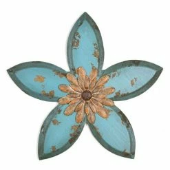 Stratton Home Decor Teal Antique Flower Wall Decor