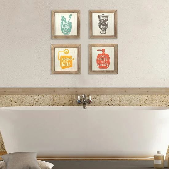 Stratton Home Decor Bathroom Wall Decor 4-piece Set 2 Stratton Home Decor Bathroom Wall Decor 4-piece Set - Image 2